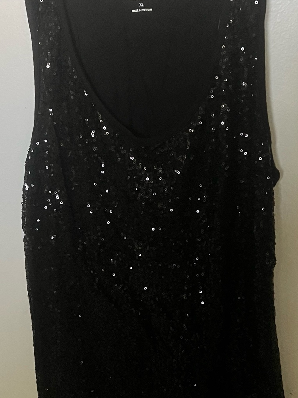 INC International Concepts Black Sequin Scoop Neck Tank Top XL